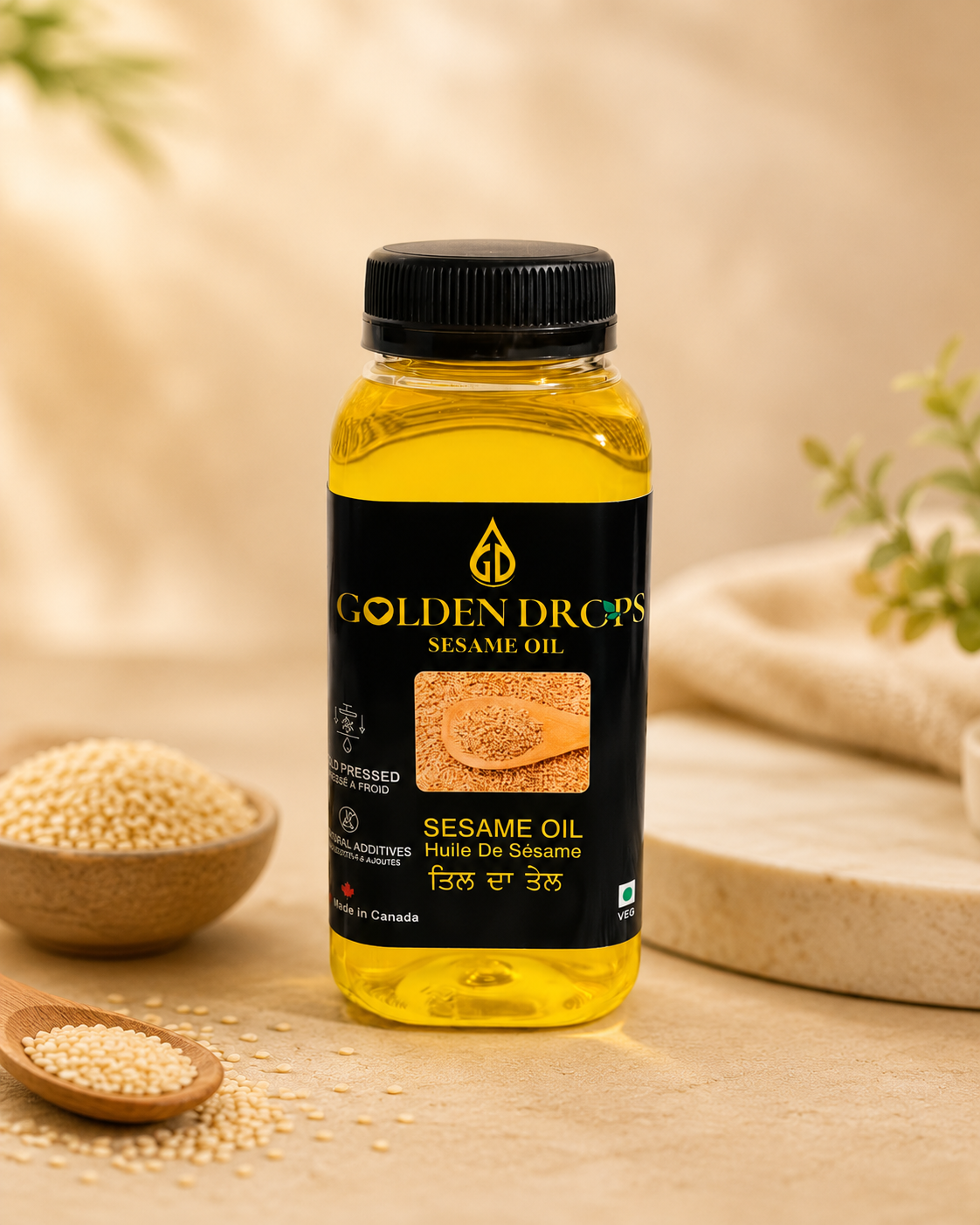 Golden Drops Sesame Oil bottle
